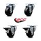 Service Caster 3'' Soft Rubber Wheel Swivel Top Plate Caster Set with 2 Posi Brakes, 4PK SCC-20S314-SRS-2-PLB-2 - alternate 3